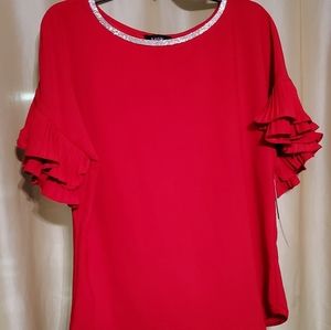 MSK Dressy Blouse, Size M, Red